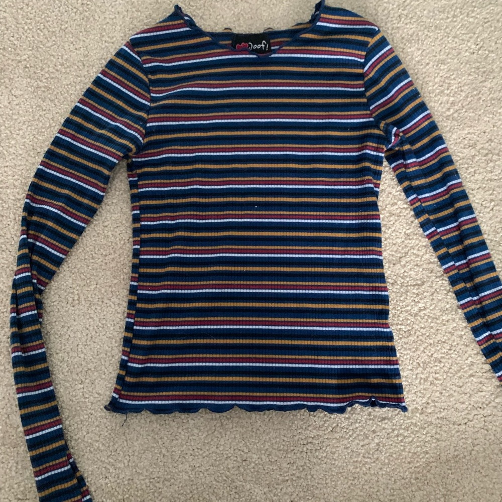 Stripped Long Sleeve Crop Top